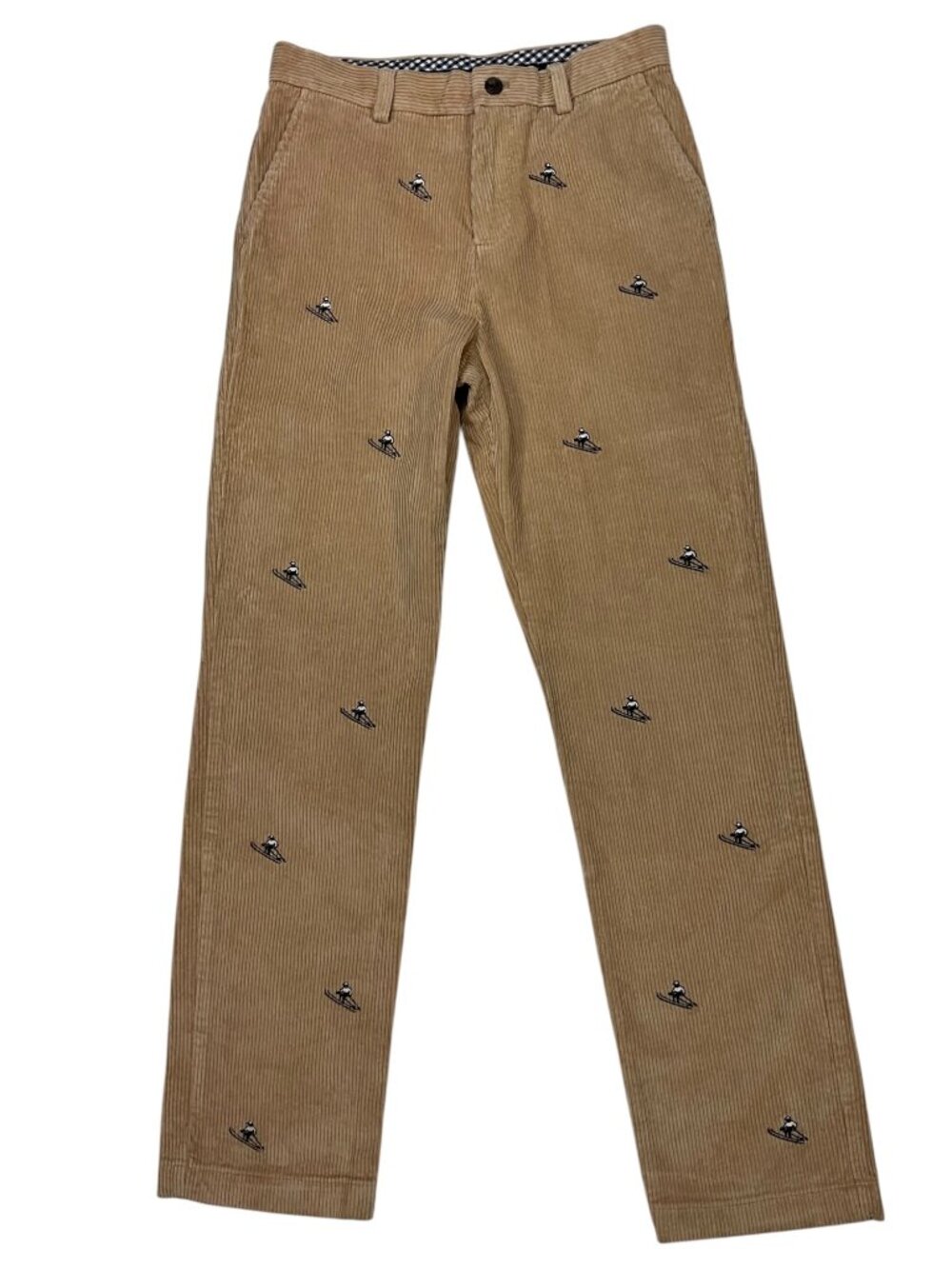 Brooks Brothers Boys Ski Embroidered Corduroy Pant 14 Tan Winter Holiday